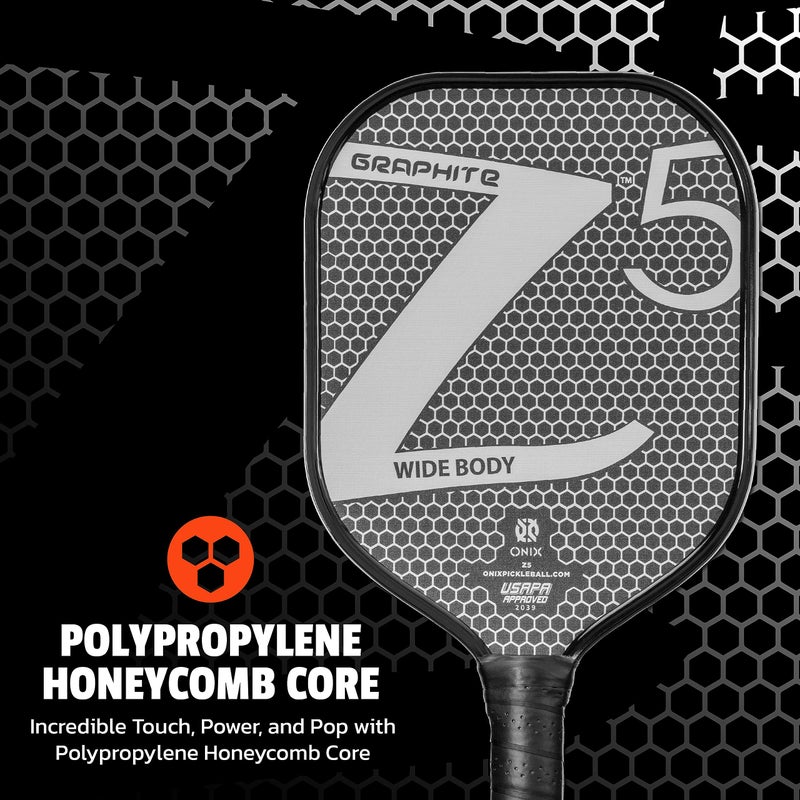 ONIX Graphite Z5 Pickleball Paddle (Graphite Carbon Fiber Face with Rough Texture Surface, Cushion Comfort Grip and Nomex Honeycomb Core for Touch, Control, and Power),White - Image 2